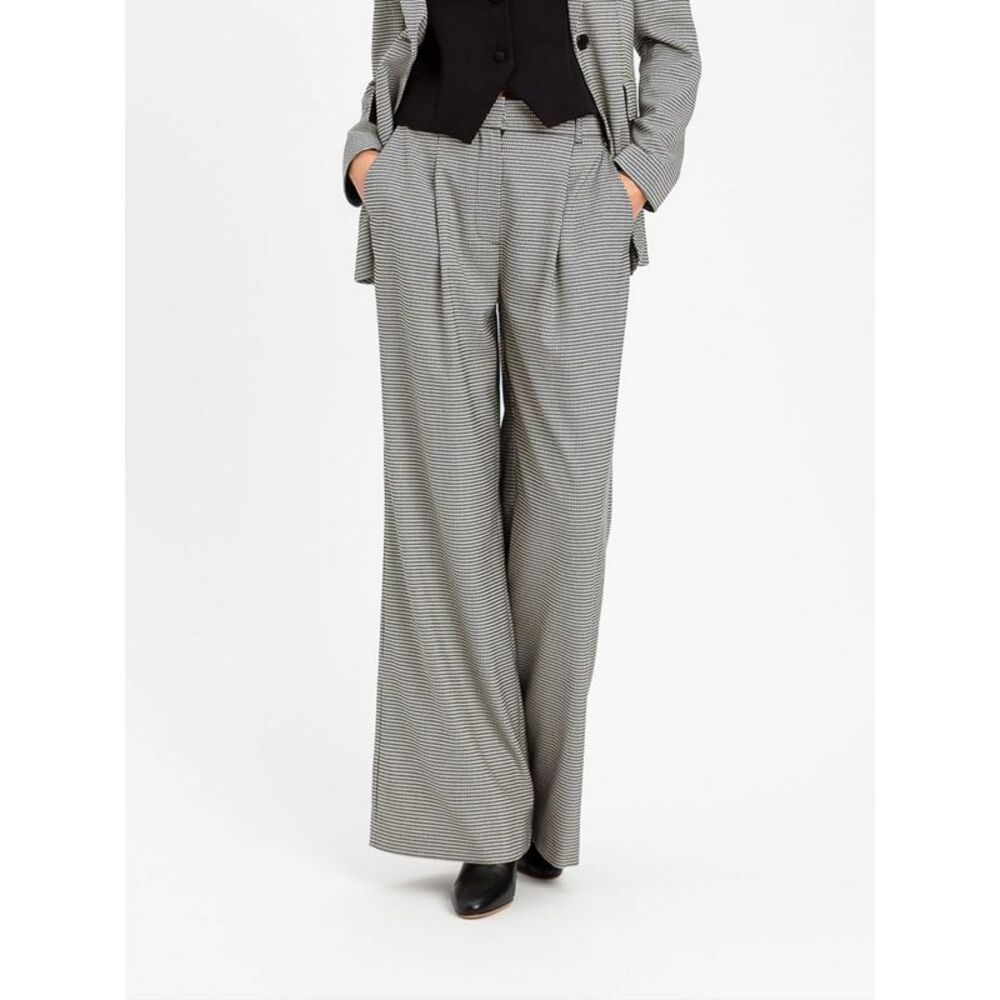 Actitude Twinset Women Houndstooth Wide Leg Tailored Trousers Actitude Twinset